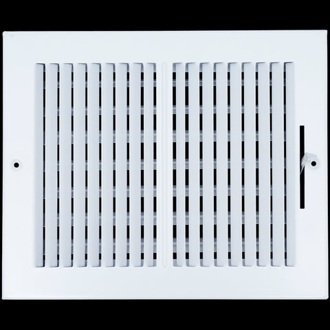 10"x8" 2-Way White Steel Air Supply Diffuser, Directional Register Vent Cover for Sidewall Or Ceiling