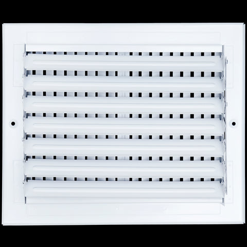 10"x8" 2-Way White Steel Air Supply Diffuser, Directional Register Vent Cover for Sidewall Or Ceiling