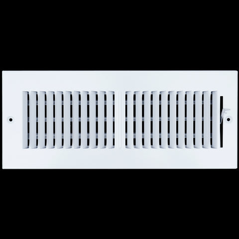 airgrilles 12 x 4 duct opening  -  2 way steel air supply diffuser for sidewall and ceiling hnd-asg-wh-2way-12x4 764613097726 - 1