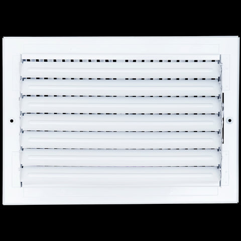12"x8" 2-Way White Steel Air Supply Diffuser, Directional Register Vent Cover for Sidewall Or Ceiling
