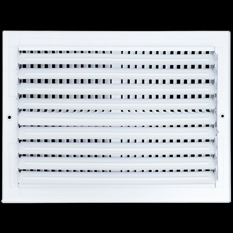 14"x10" 2-Way White Steel Air Supply Diffuser, Directional Register Vent Cover for Sidewall Or Ceiling