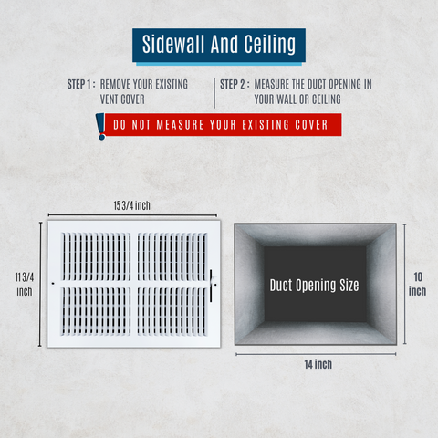 14"x10" 2-Way White Steel Air Supply Diffuser, Directional Register Vent Cover for Sidewall Or Ceiling