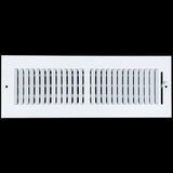 14"x4" 2-Way White Steel Air Supply Diffuser, Directional Register Vent Cover for Sidewall Or Ceiling