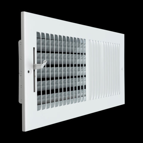 14"x6" 2-Way White Steel Air Supply Diffuser, Directional Register Vent Cover for Sidewall Or Ceiling