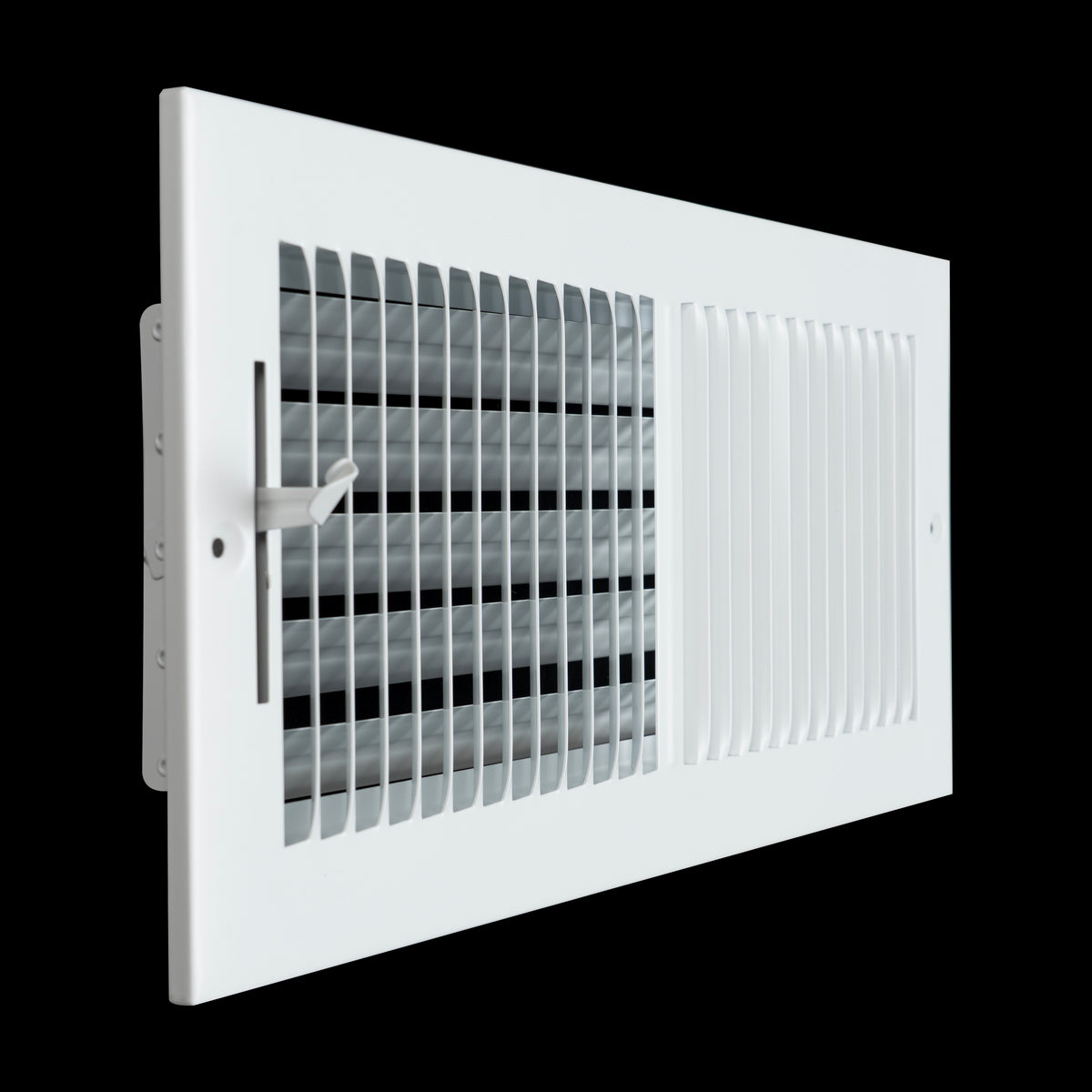 16"x6" 2-Way White Steel Air Supply Diffuser, Directional Register Vent Cover for Sidewall Or Ceiling