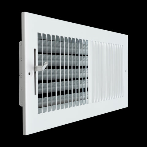 14"x6" 2-Way White Steel Air Supply Diffuser, Directional Register Vent Cover for Sidewall Or Ceiling