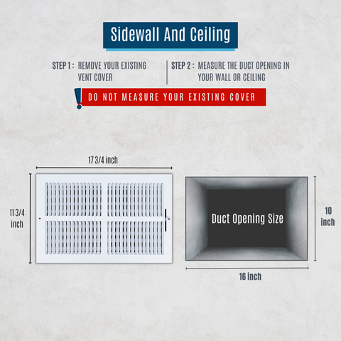 16"x10" 2-Way White Steel Air Supply Diffuser, Directional Register Vent Cover for Sidewall Or Ceiling