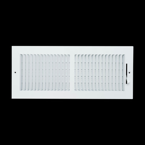 16"x6" 2-Way White Steel Air Supply Diffuser, Directional Register Vent Cover for Sidewall Or Ceiling