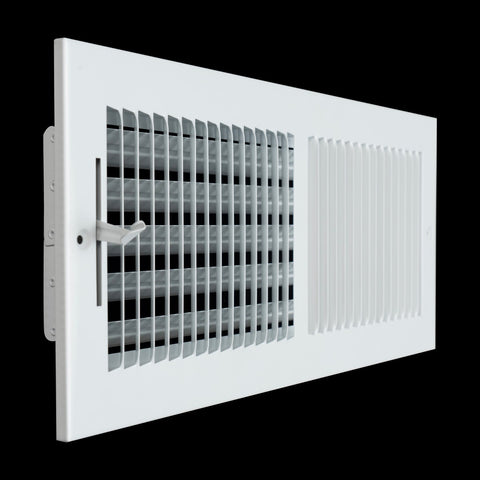 16"x6" 2-Way White Steel Air Supply Diffuser, Directional Register Vent Cover for Sidewall Or Ceiling
