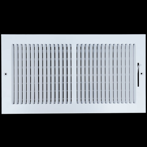 16"x8" 2-Way White Steel Air Supply Diffuser, Directional Register Vent Cover for Sidewall Or Ceiling