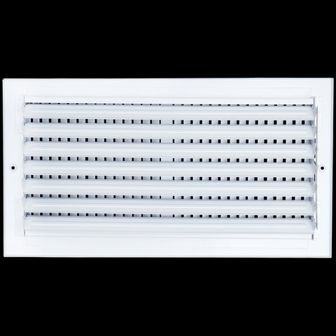 16"x8" 2-Way White Steel Air Supply Diffuser, Directional Register Vent Cover for Sidewall Or Ceiling