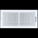 18"x8" 2-Way White Steel Air Supply Diffuser, Directional Register Vent Cover for Sidewall Or Ceiling