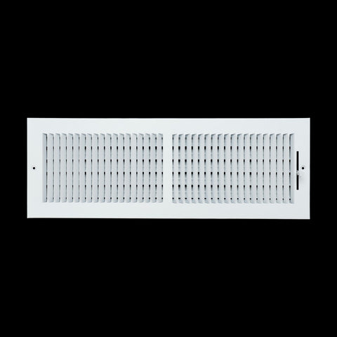 20"x6" 2-Way White Steel Air Supply Diffuser, Directional Register Vent Cover for Sidewall Or Ceiling