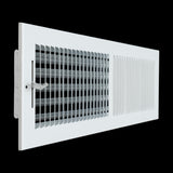 20"x6" 2-Way White Steel Air Supply Diffuser, Directional Register Vent Cover for Sidewall Or Ceiling