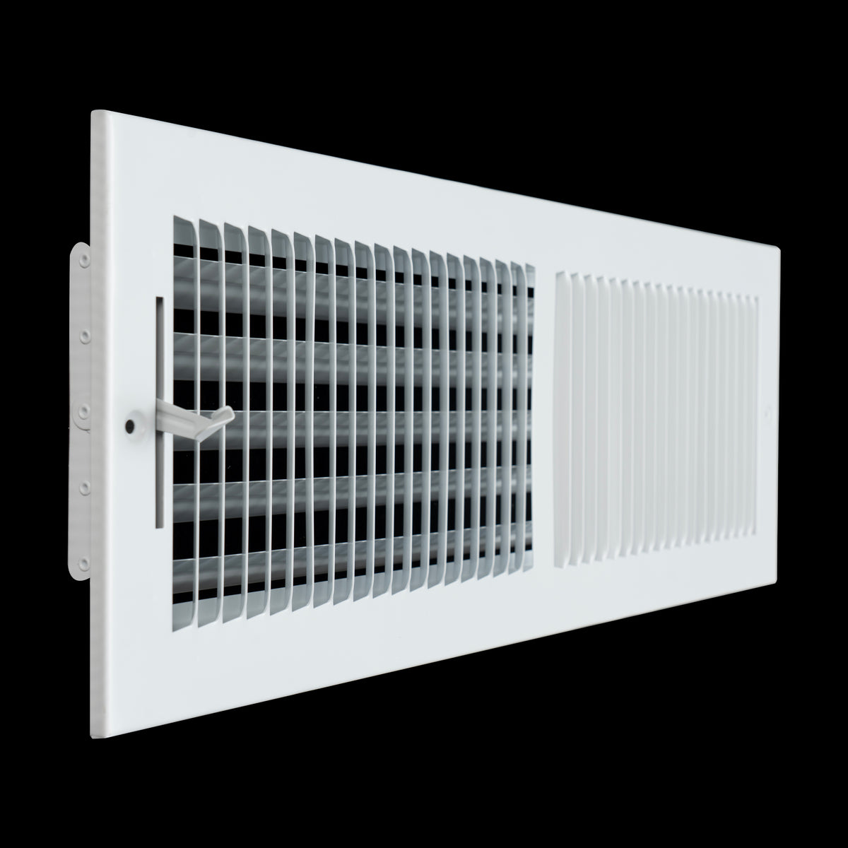 20"x6" 2-Way White Steel Air Supply Diffuser, Directional Register Vent Cover for Sidewall Or Ceiling