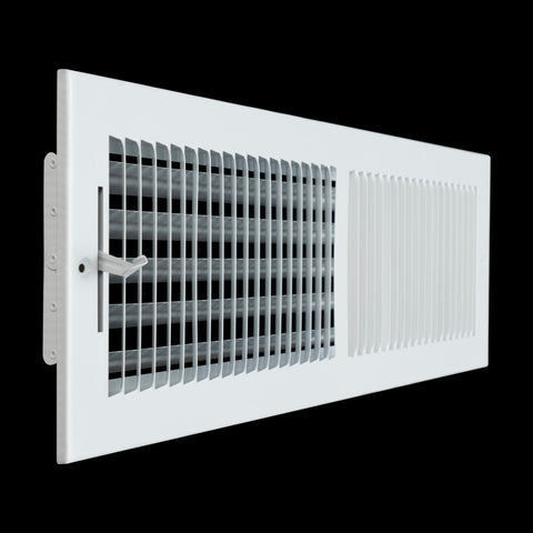 20"x6" 2-Way White Steel Air Supply Diffuser, Directional Register Vent Cover for Sidewall Or Ceiling
