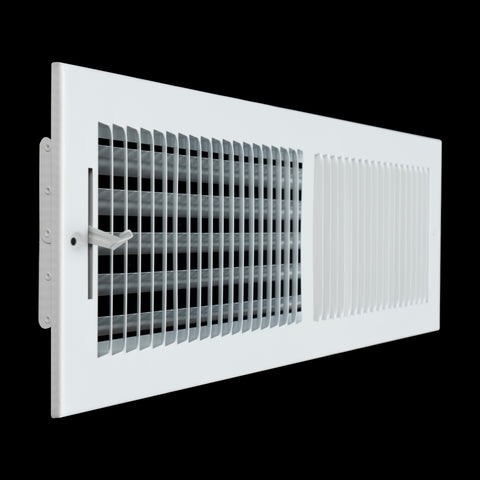20"x6" 2-Way White Steel Air Supply Diffuser, Directional Register Vent Cover for Sidewall Or Ceiling