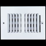 6"x4" 2-Way White Steel Air Supply Diffuser, Directional Register Vent Cover for Sidewall Or Ceiling