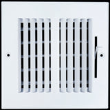 6"x6" 2-Way White Steel Air Supply Diffuser, Directional Register Vent Cover for Sidewall Or Ceiling