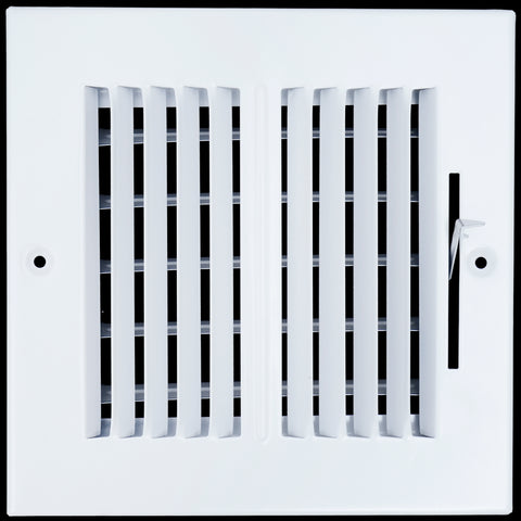 6"x6" 2-Way White Steel Air Supply Diffuser, Directional Register Vent Cover for Sidewall Or Ceiling