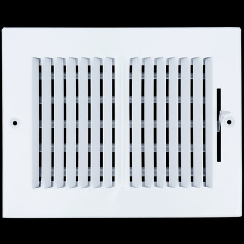 8"x6" 2-Way White Steel Air Supply Diffuser, Directional Register Vent Cover for Sidewall Or Ceiling