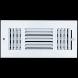 10"x4" 3-Way White Steel Air Supply Diffuser, Directional Register Vent Cover for Sidewall Or Ceiling