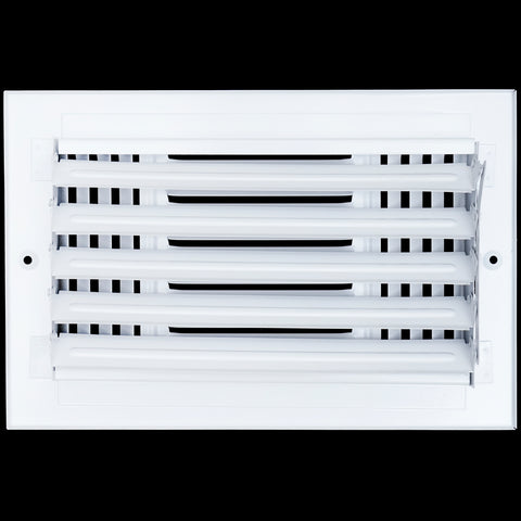 10"x6" 3-Way White Steel Air Supply Diffuser, Directional Register Vent Cover for Sidewall Or Ceiling