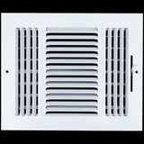 10"x8" 3-Way White Steel Air Supply Diffuser, Directional Register Vent Cover for Sidewall Or Ceiling