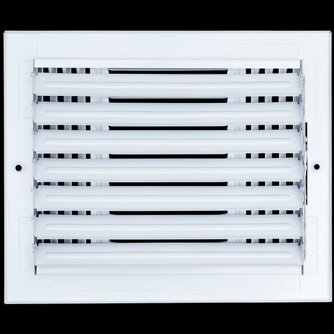 10"x8" 3-Way White Steel Air Supply Diffuser, Directional Register Vent Cover for Sidewall Or Ceiling
