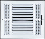 12"x10" 3-Way White Steel Air Supply Diffuser, Directional Register Vent Cover for Sidewall Or Ceiling