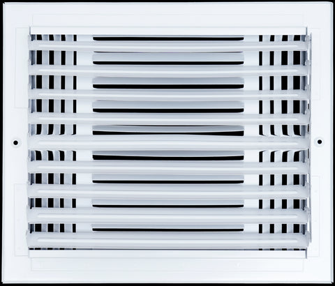 12"x10" 3-Way White Steel Air Supply Diffuser, Directional Register Vent Cover for Sidewall Or Ceiling
