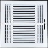 12"x12" 3-Way White Steel Air Supply Diffuser, Directional Register Vent Cover for Sidewall Or Ceiling