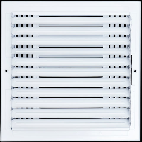 12"x12" 3-Way White Steel Air Supply Diffuser, Directional Register Vent Cover for Sidewall Or Ceiling