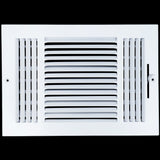 12"x8" 3-Way White Steel Air Supply Diffuser, Directional Register Vent Cover for Sidewall Or Ceiling