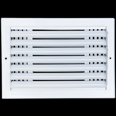 12"x8" 3-Way White Steel Air Supply Diffuser, Directional Register Vent Cover for Sidewall Or Ceiling