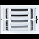 14"x10" 3-Way White Steel Air Supply Diffuser, Directional Register Vent Cover for Sidewall Or Ceiling