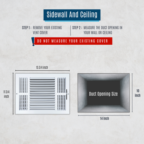 14"x10" 3-Way White Steel Air Supply Diffuser, Directional Register Vent Cover for Sidewall Or Ceiling