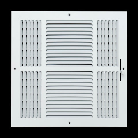 14"x14" 3-Way White Steel Air Supply Diffuser, Directional Register Vent Cover for Sidewall Or Ceiling