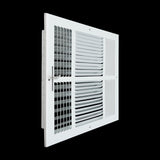 14"x14" 3-Way White Steel Air Supply Diffuser, Directional Register Vent Cover for Sidewall Or Ceiling