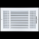 14"x8" 3-Way White Steel Air Supply Diffuser, Directional Register Vent Cover for Sidewall Or Ceiling