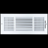 16"x6" 3-Way White Steel Air Supply Diffuser, Directional Register Vent Cover for Sidewall Or Ceiling