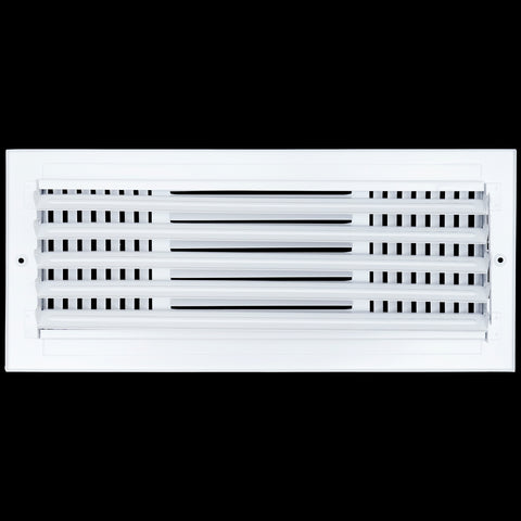 16"x6" 3-Way White Steel Air Supply Diffuser, Directional Register Vent Cover for Sidewall Or Ceiling