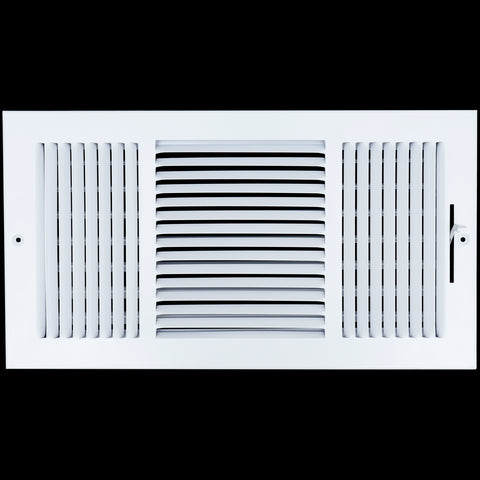 airgrilles 16 x 8 duct opening  -  3 way steel air supply diffuser for sidewall and ceiling hnd-asg-wh-3way-16x8 764613097573 - 1
