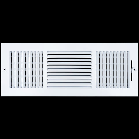 18"x6" 3-Way White Steel Air Supply Diffuser, Directional Register Vent Cover for Sidewall Or Ceiling