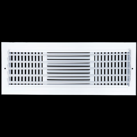 18"x6" 3-Way White Steel Air Supply Diffuser, Directional Register Vent Cover for Sidewall Or Ceiling
