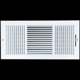 18"x8" 3-Way White Steel Air Supply Diffuser, Directional Register Vent Cover for Sidewall Or Ceiling