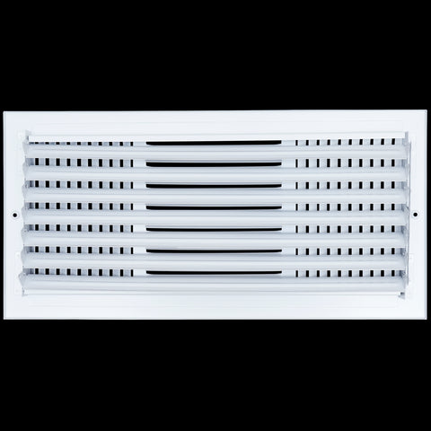 18"x8" 3-Way White Steel Air Supply Diffuser, Directional Register Vent Cover for Sidewall Or Ceiling