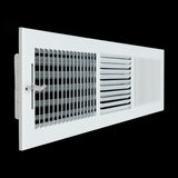 24"x6" 3-Way White Steel Air Supply Diffuser, Directional Register Vent Cover for Sidewall Or Ceiling