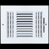 8"x6" 3-Way White Steel Air Supply Diffuser, Directional Register Vent Cover for Sidewall Or Ceiling