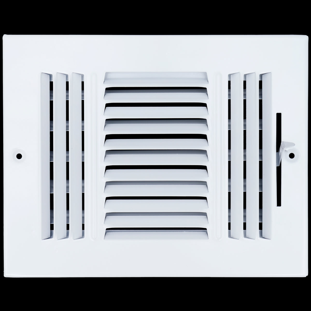8"x6" 3-Way White Steel Air Supply Diffuser, Directional Register Vent Cover for Sidewall Or Ceiling